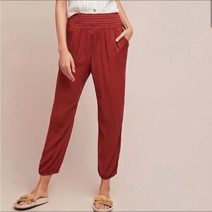Ett:twa by Anthropologie Sz Large Rustic Orange/Red Embroidered Harem Pants